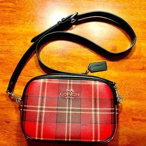Coach Jamie Camera Bag with Tartan Plaid Print.